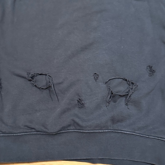 Replay Ripped Patched  Crewneck Sweatshirt Black/Grey Size Medium - Picture 9 of 11